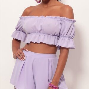 Lucy in the Sky Lavender Off-Shoulder Crop Top